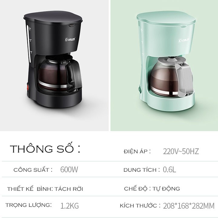 Máy Pha Cafe Trà Tự Động Donlim Thông Minh Chuyên Nghiệp Dung Tích 600ml Máy Pha Cà Phê Và Trà Mini Bền Đẹp