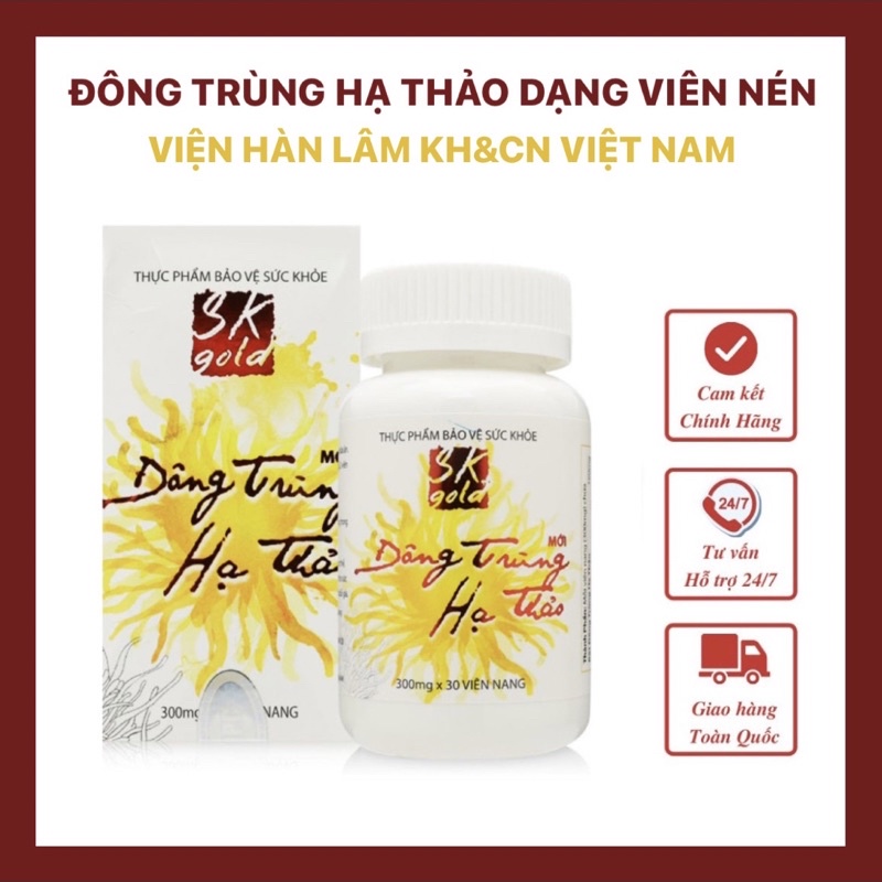 Đông Trùng Hạ Thảo 3K Gold Dạng Viên Hỗ Trợ Sức Khoẻ Chính Hãng 100% Viện Hàn Lâm