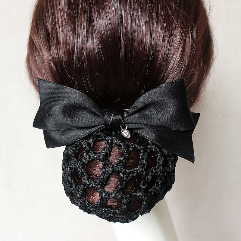 Kẹp tóc túi lưới búi tóc đính nơ thời trang