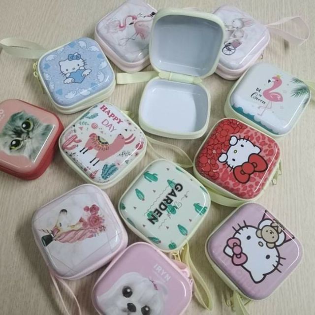 💧Ví mini đựng tai nghe, tiền lẻ đi chợ - in hoạt hình