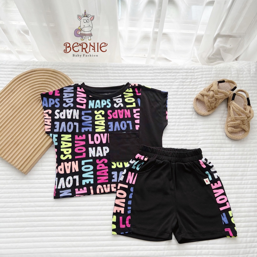 Bộ cotton hoạ tiết cá tính cho bé, bộ thun bé trai sành điệu hoạ tiết