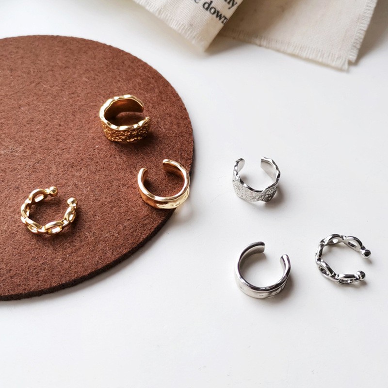 Set khuyên kẹp vành tai kim loại thiết kế đơn giản cá tính hợp thời trang không cần xỏ lỗ