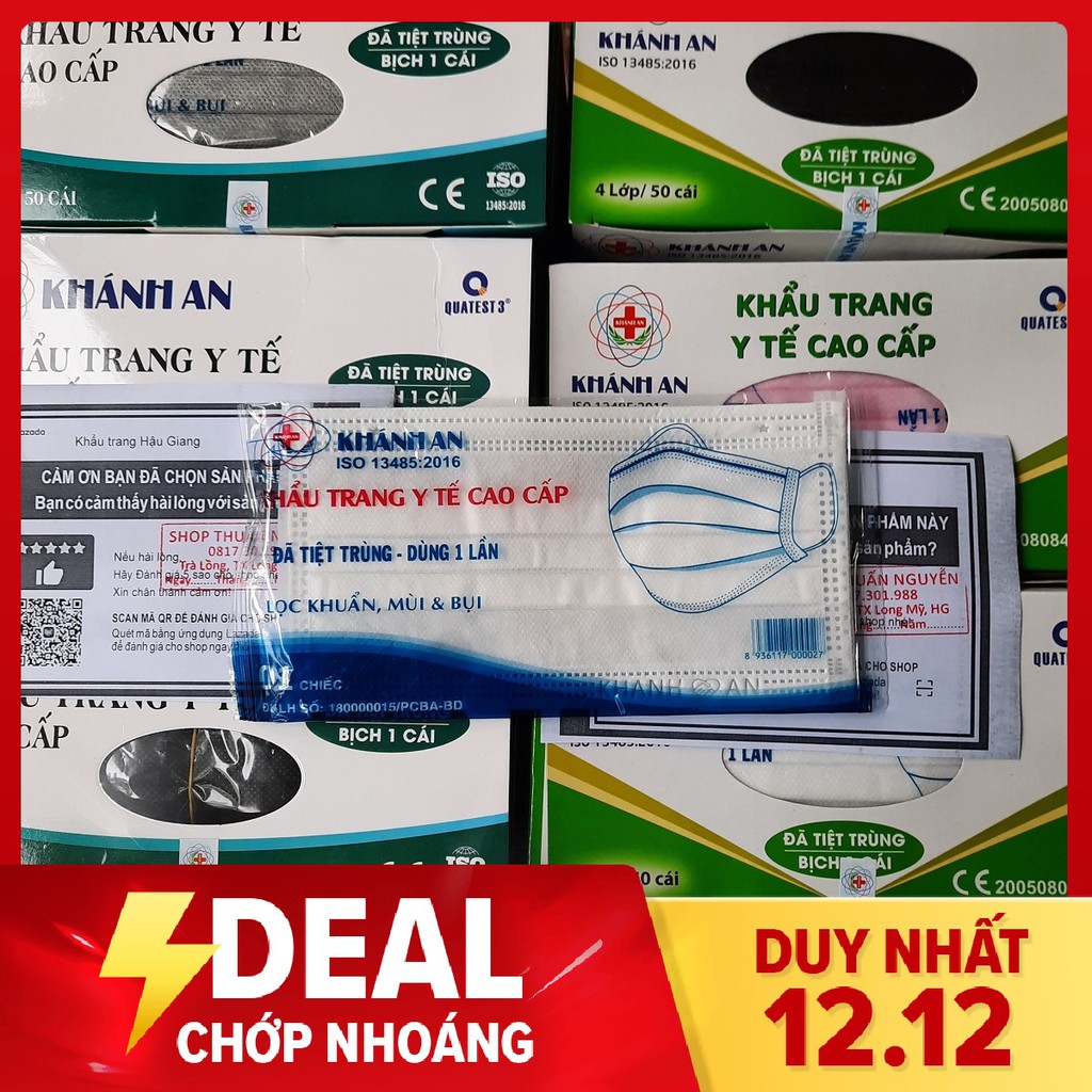 50 Khẩu trang y tế 4 lớp vô bọc tiệt trùng từng cái Khánh An kháng khuẩn tuyệt đối