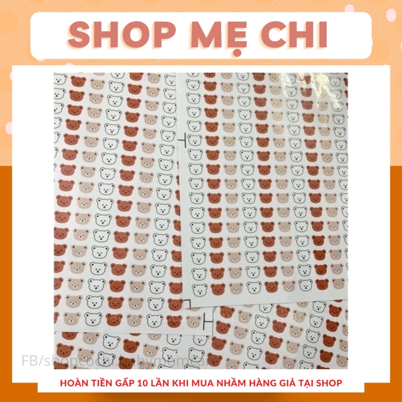 Sticker Hàn Quốc Gấu dán bình sữa, đồ dùng cho bé