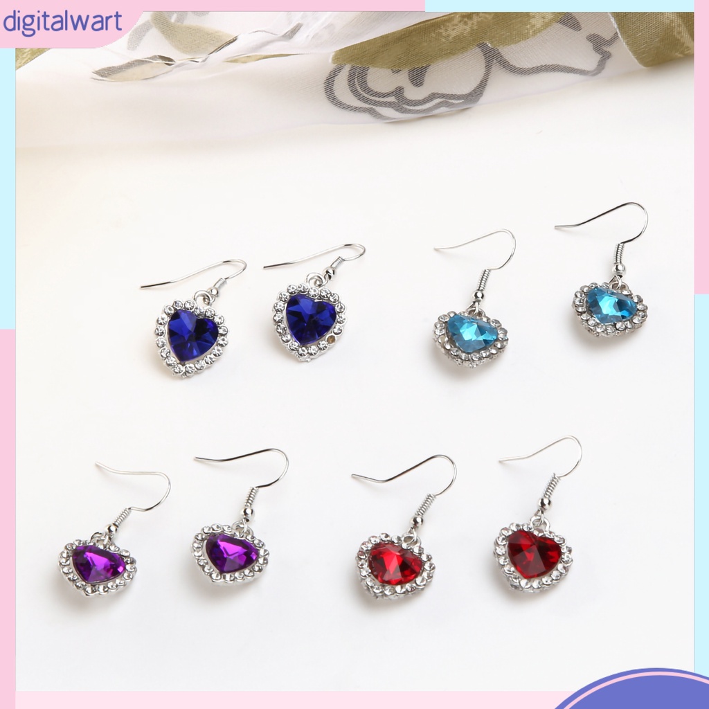 Khuyên tai hình trái tim đính đá thanh lịch cho nữ