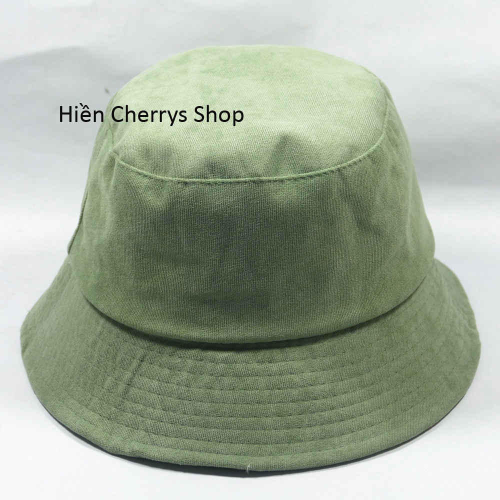 Mũ bucket vành cụp nhung thêu chữ C phong cách ❤ Nón tai bèo nam nữ unisex cao cấp