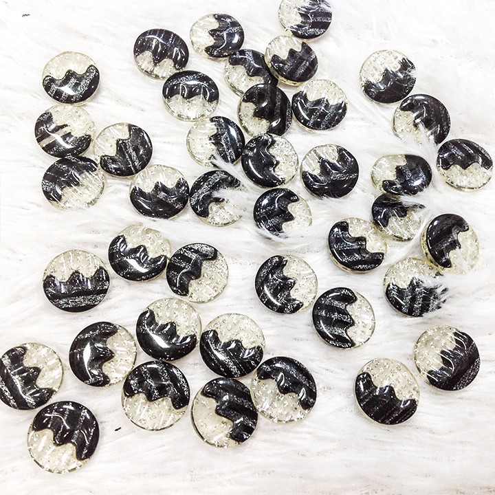 Nút áo trang trí tròn in họa tiết ánh sao ngân hà cúc áo kim tuyến lấp lánh siêu đẹp