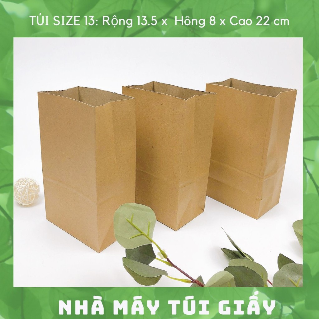 100 Chiếc Túi giấy nâu đựng quà Size 13 :13.5x8x22 cm không quai  ẢNH THẬT VÀ VIDEO