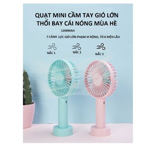 Quạt cầm tay mini 7 cánh 1200mah dành cho học sinh đi học