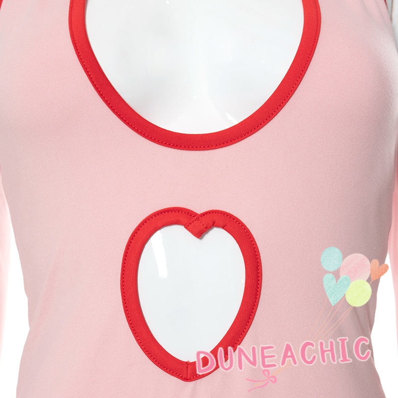 DUNEA Đầm hồng hở lưng có găng tay thời trang cá tính