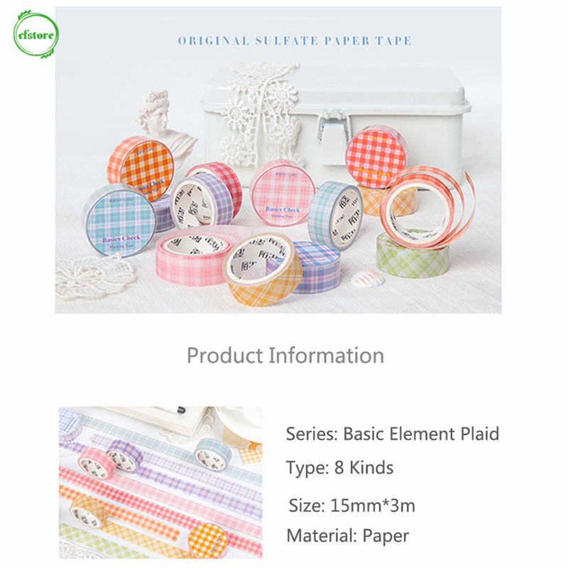 Băng Dính Washi Tape 15mm Trang Trí Đa Năng