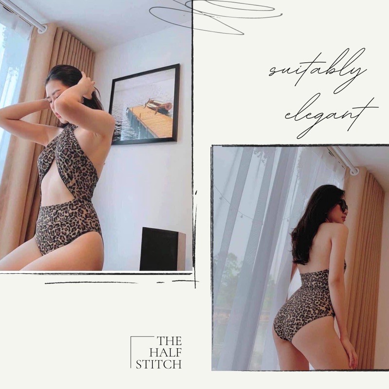 Bikini liền mảnh beo chéo ngực sexy