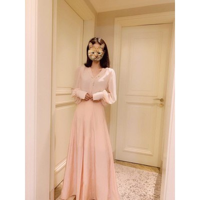 Set áo + váy IU  Hotel Del Luna siêu hot hit màu hồng nude dáng dài  - A49