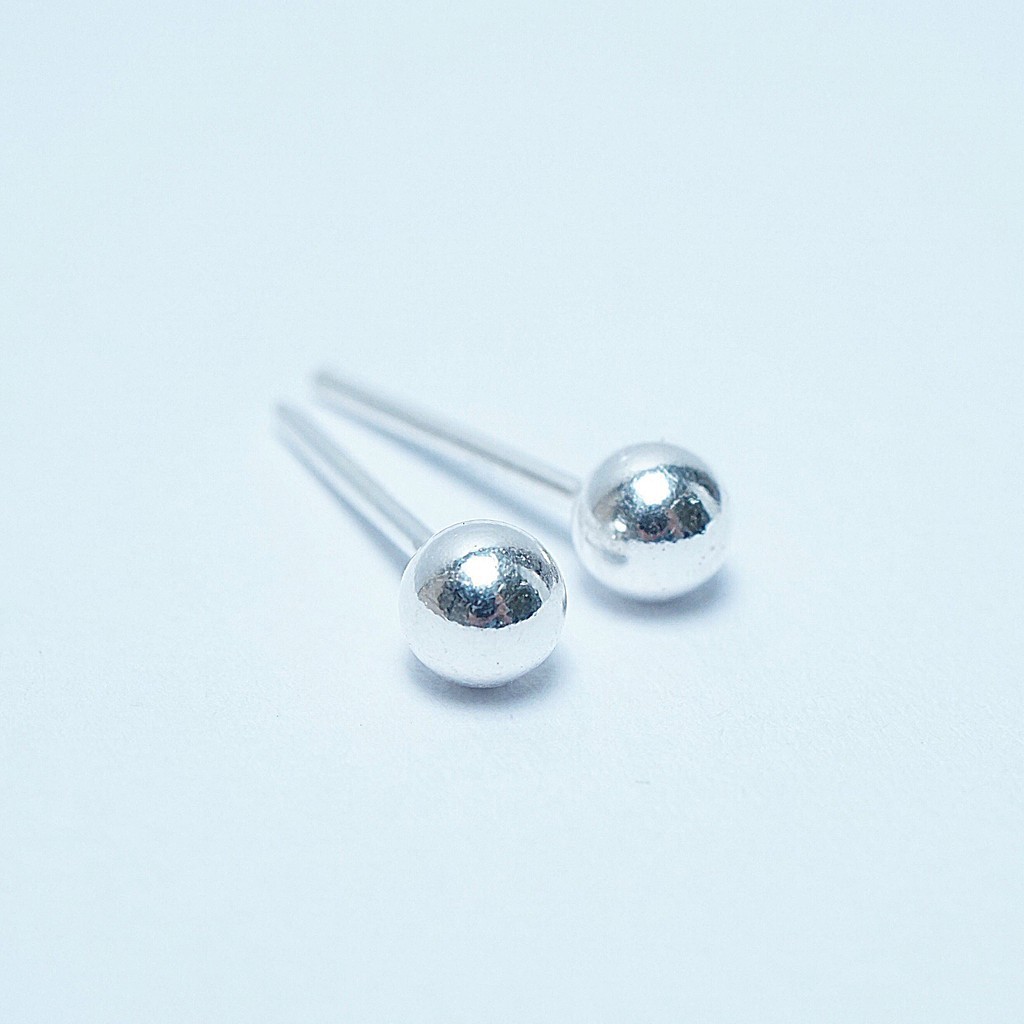 Khuyên tai nụ bi bạc ta nam nữ đều đeo được, bông tai Unisex chất liệu bạc thật nguyên chất