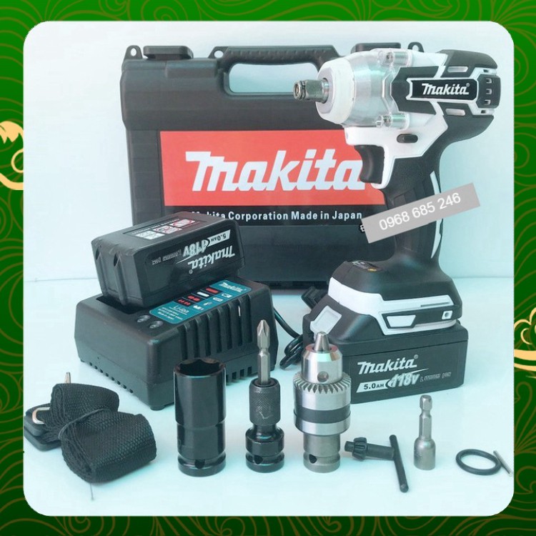 Máy siết bulong Makita 118v, 2 pin 10cell, 100% dây đồng, không chổi than, TẶNG BỘ PHỤ KIỆN _ Nhật Việt official