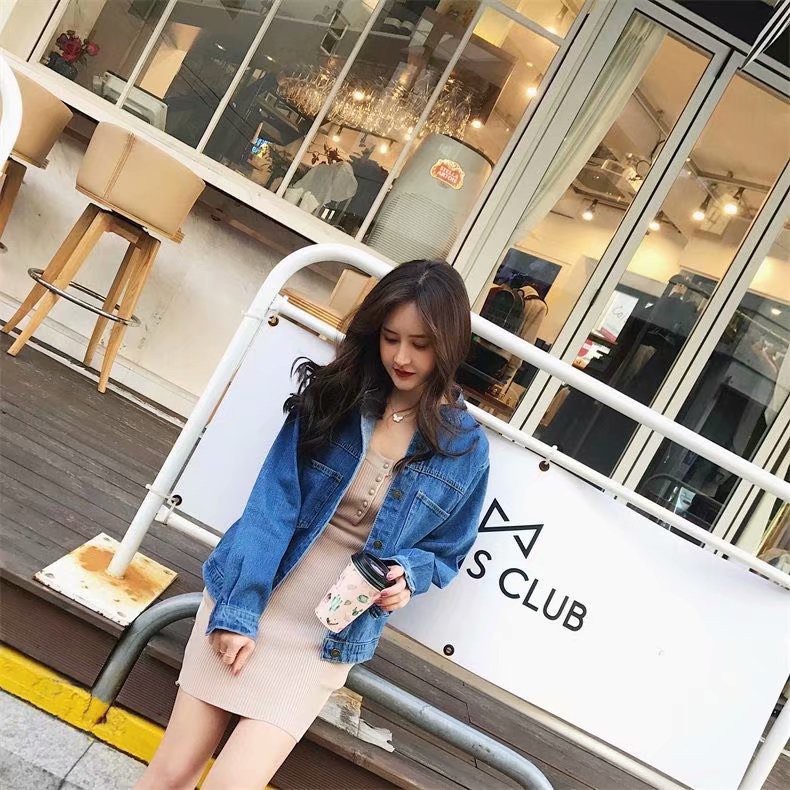 Daduhey Áo khoác jeans thời trang cho nữ