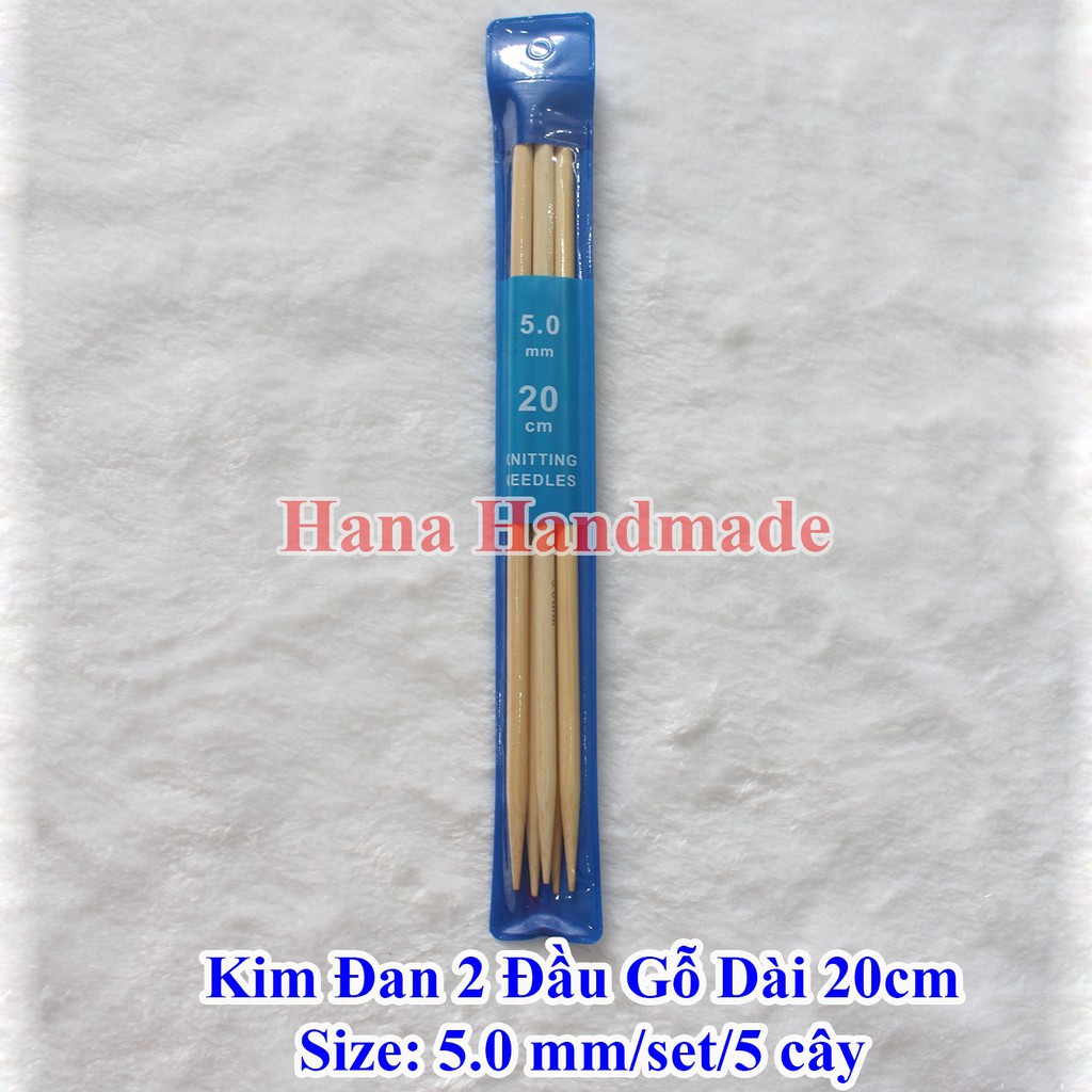 Kim đan len 2 đầu gỗ 20cm 25k/set 5 cây