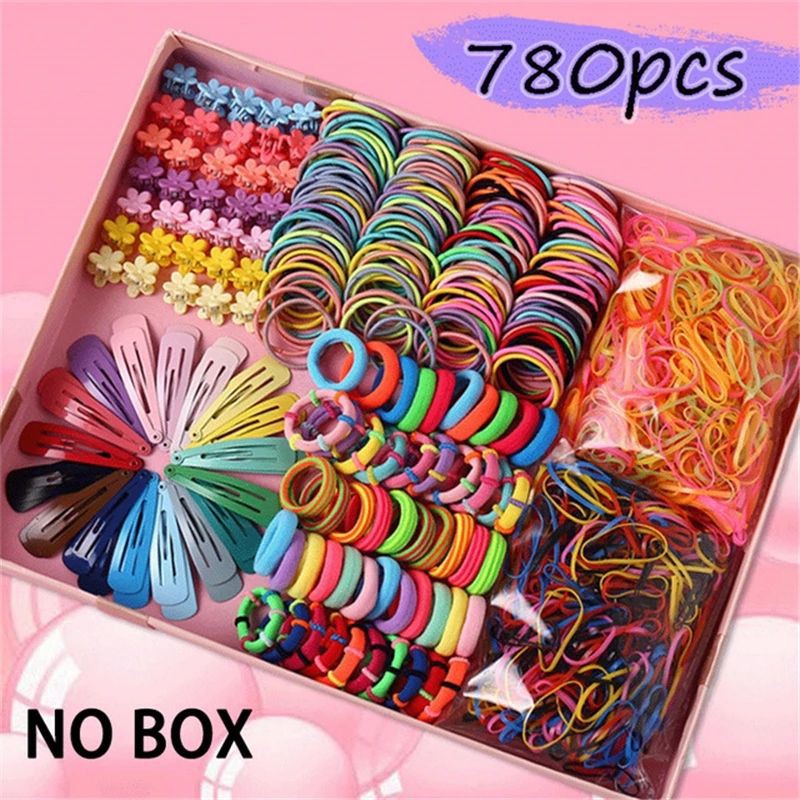 Set 780 món cột kẹp tóc cho bé gái xịn xò (loại có hộp)