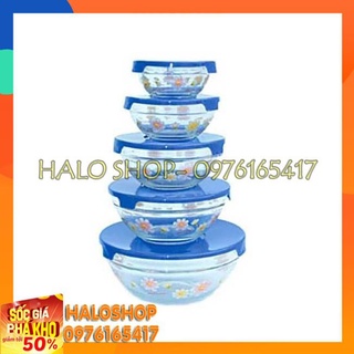 Bộ 5 tô thủy tinh có nắp