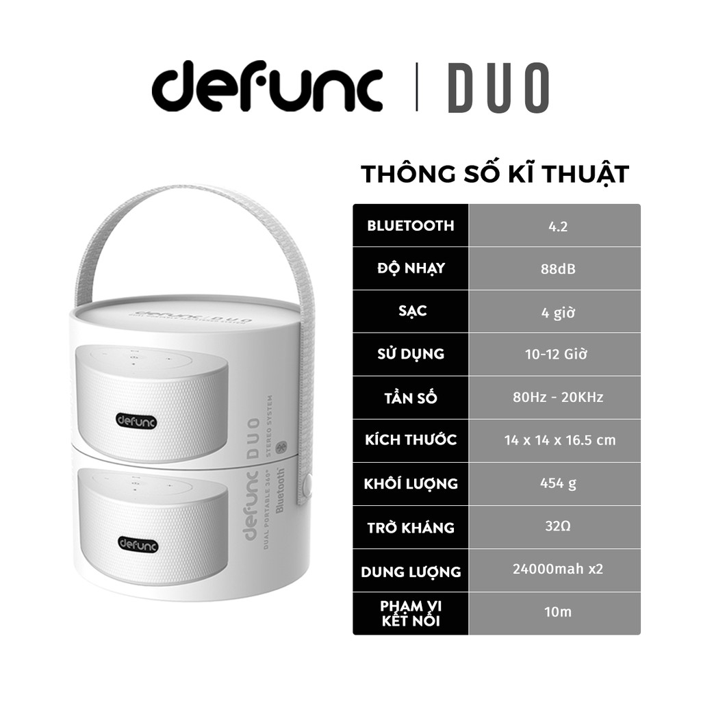 Loa Bluetooth Cao Cấp DeFunc SPEAKER DUO D208 Bộ 2 Loa Kết Hợp Cho Âm Thanh Vòm 360