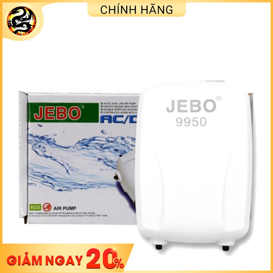 Máy Sủi Oxy Chạy Pin Sạc JEBO 9950 Dùng Đc Khi Cúp Điện