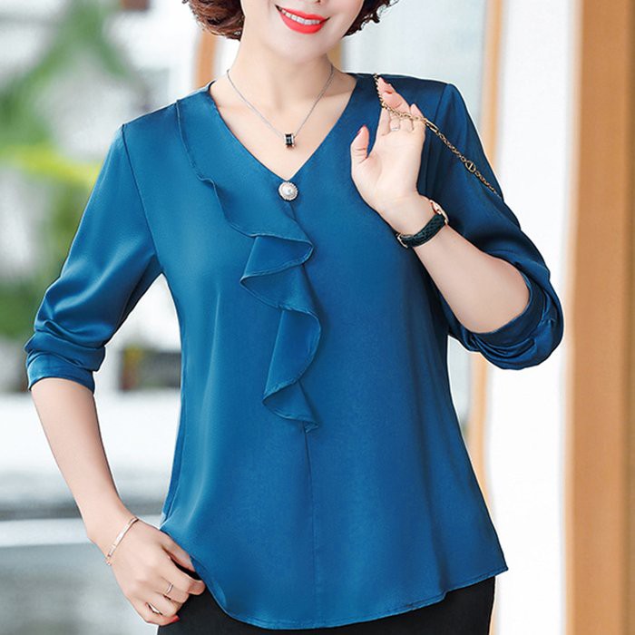 ROMI - ÁO SƠ MI TRUNG NIÊN - ÁO QUÝ BÀ CỔ ĐÍNH HÀNG NÚT CỔ BẺ - ÁO KIỂU GIẤU BỤNG 3A05 3A02 3A13
