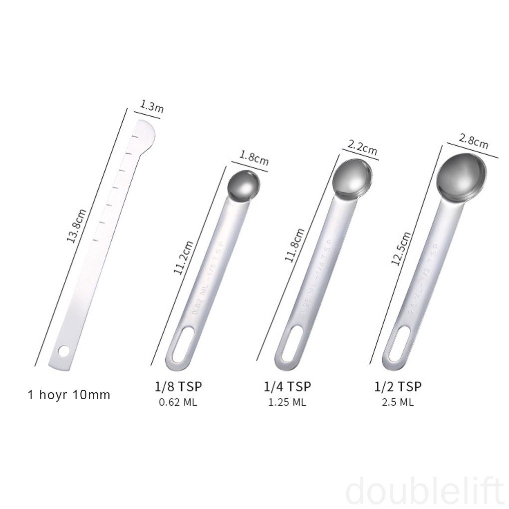 Set 7 Muỗng Đo Lường Gia Vị Bằng Thép Không Gỉ