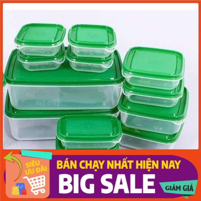 Combo Bộ hộp 17 món đựng thực phẩm bảo quản tủ lạnh tiện dụng cho gia đình