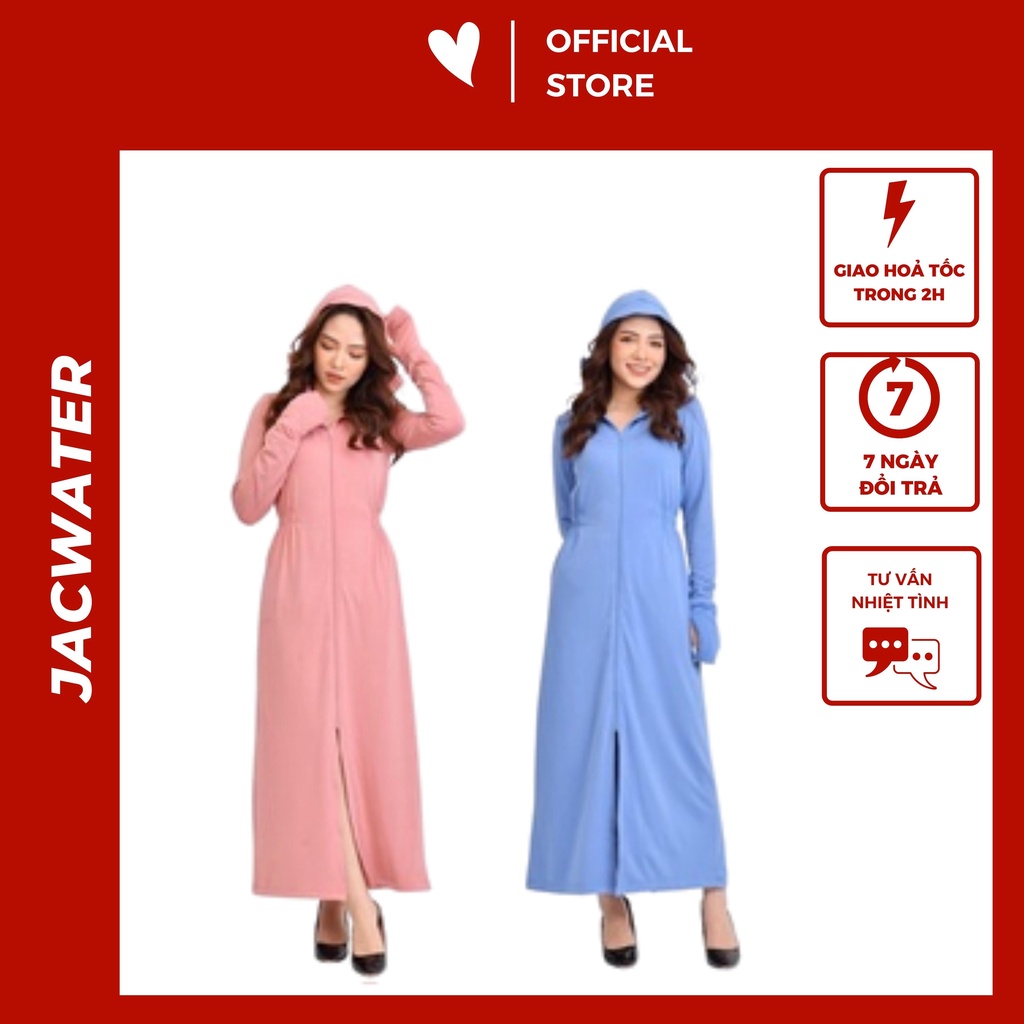 Áo khoác chống nắng nữ toàn thân dáng dài, choàng cản tia uv vải thông hơi JACWATER V115