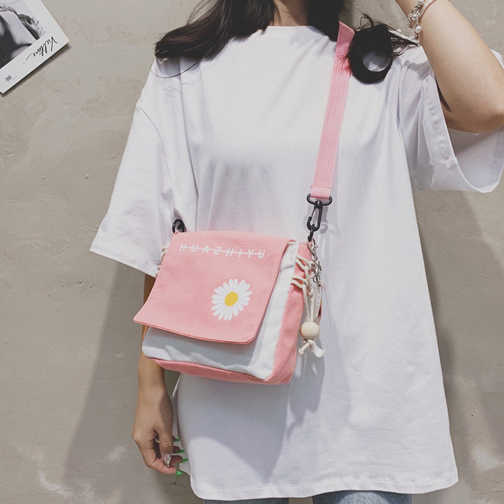 [Mã FASHIONGREEN264 giảm 10% tối đa 30k đơn từ 99k] Túi Vải Tote Ulzzang Đeo Chéo Nữ Cá Tính HuaZhiYu TTI04