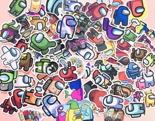 Sticker set 60 among us cái ép lụa / hình dán Among Us Game sticker