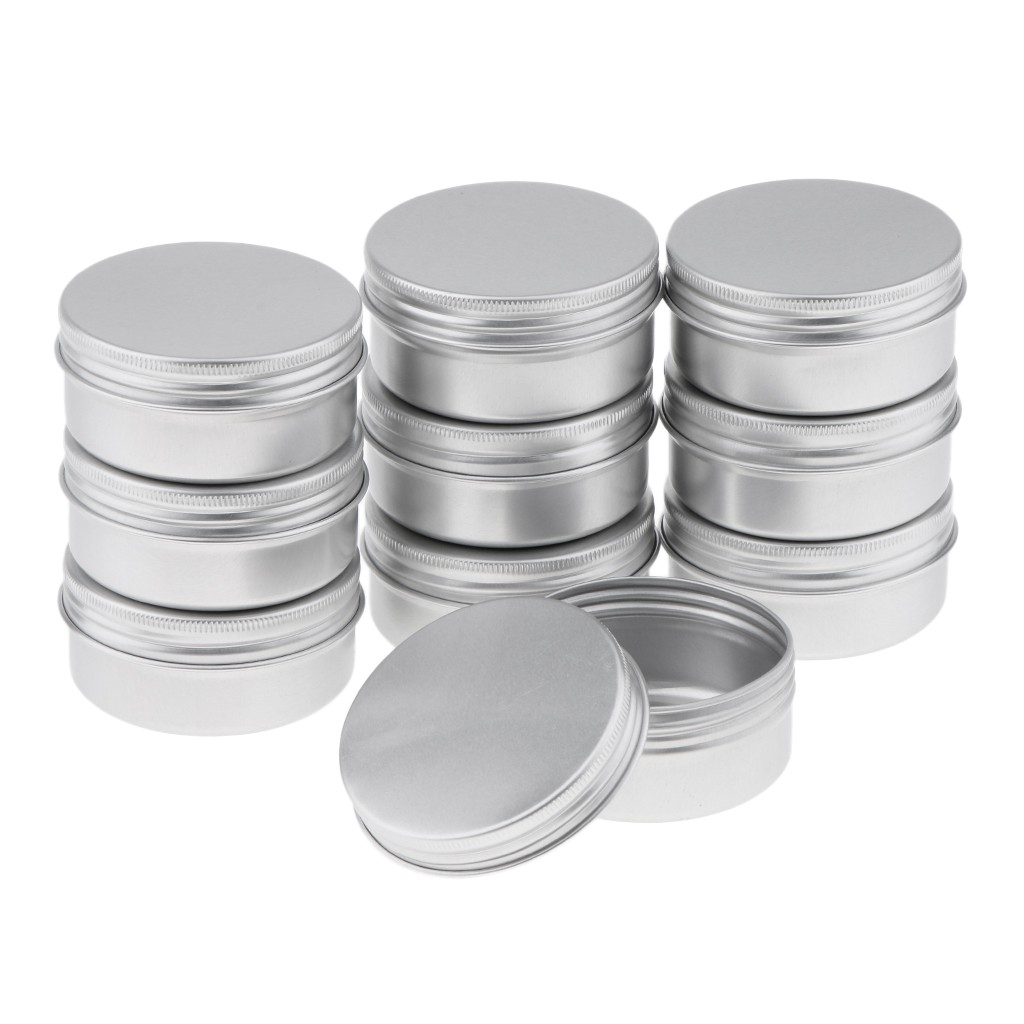 Set 10 Hộp Thiếc Rỗng Tròn 50ml Đựng Son Dưỡng Môi