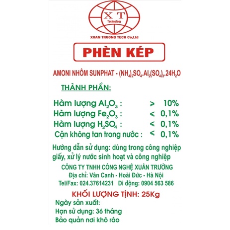 Phèn chua ( Phèn kép) loại 1