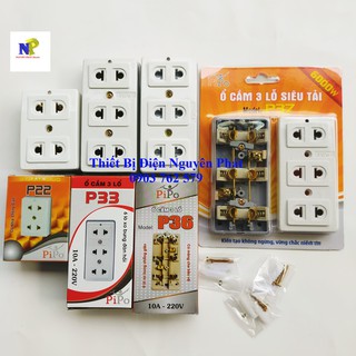 Ổ cắm 3 lỗ siêu tải CS6000w P37 PIPO ( lõi sứ)