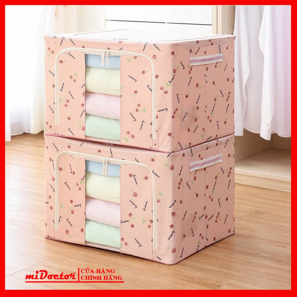 Túi Đựng Chăn Màn Quần Áo Khung Sắt Gấp Gọn miDoctor Kích Thước 50 x 40 x 33cm Giao Màu Ngẫu Nhiên