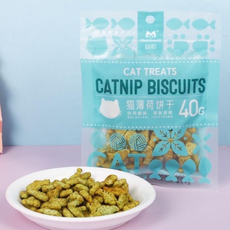Bánh thưởng catnip cho mèo ăn vặt Catnip Biscuits gói 40g