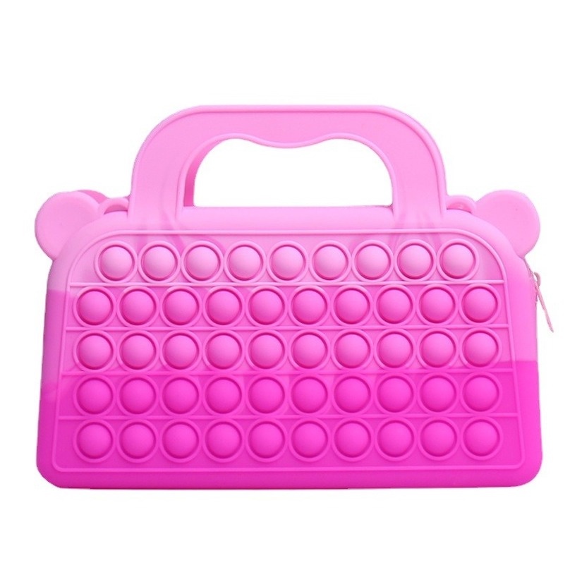 Đẩy Pop it túi xách Cầu vồng Túi lưu trữ Đẩy bong bóng Silicone Túi xách Giảm căng thẳng Đồ chơi giải nén Pop it Fidget Macaron Đồ chơi