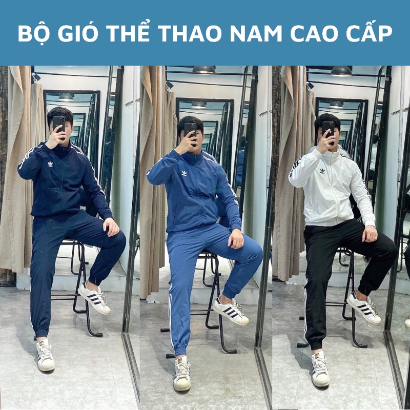 Bộ gió thể thao nam cao cấp vải dày dặn áo lót lưới