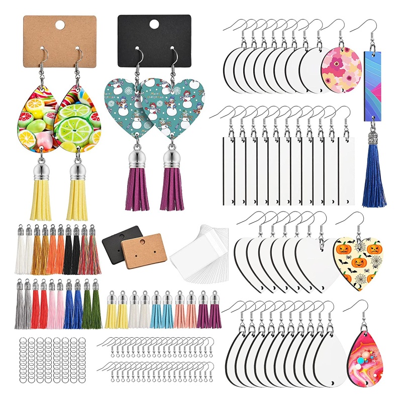 Set 219 Bông Tai Gỗ Trơn Kèm Móc Thời Trang