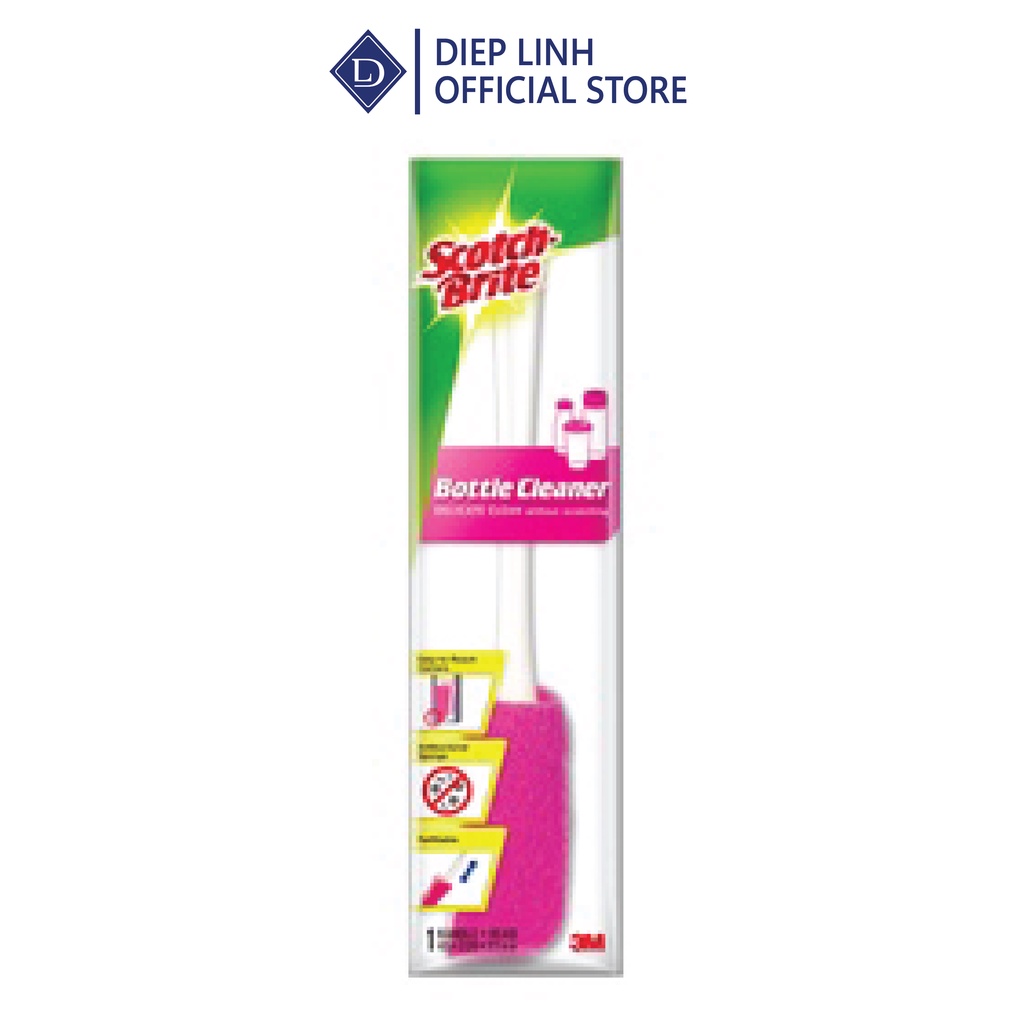 Cây cọ rửa bình, chai lọ Scotch Brite 3M đa năng - Không gây trầy xước, lớp mút cao cấp lấy sạch vết bẩn