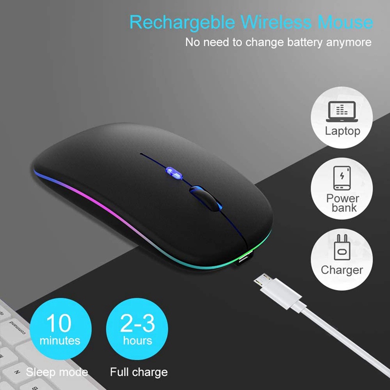 Chuột Quang Không Dây Bluetooth 5.1 2.4G Có Đèn LED Dùng Để Chơi Game