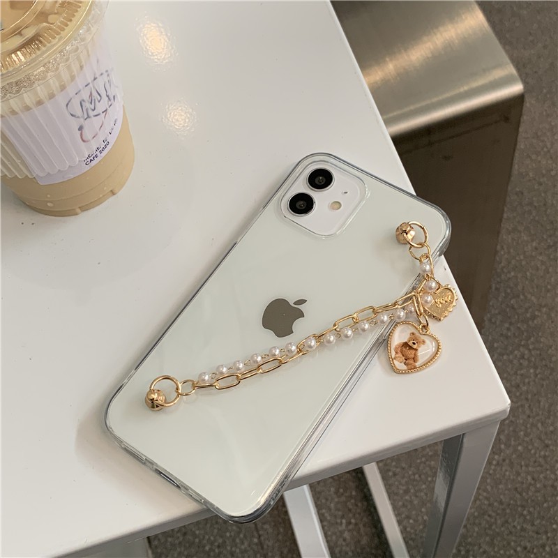 Ốp Điện Thoại Hình Gấu Vàng Kèm Dây Đeo Tay Cho Iphone 12 11 Pro Xs Max Xr 7 8 Plus Se2 | BigBuy360 - bigbuy360.vn