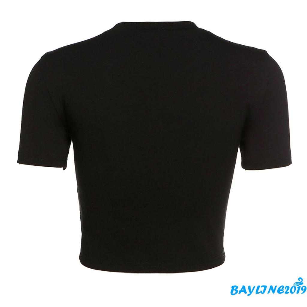 Áo Thun Ngắn Tay Dáng Ôm Hở Rốn Họa Tiết Nhện Đính Đá Thời Trang Cho Nữ