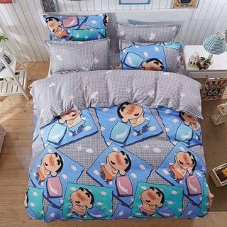 Cotton poly bộ chăn ga gối bé shin