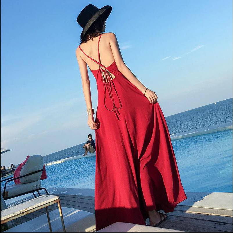 [GIÁ HỦY DIỆT] Váy 2 dây lụa trơn đi biển, đi tiệc siêu xinh sang hịn (ảnh thật,fedback khách hàng)