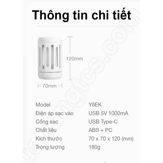 Đèn bẫy bắt muỗi cầm tay đa năng thông minh Xiaomi QiaoQingting Y8EK