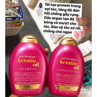 (Gom sale 20% bill Đức) dầu gội xả OGX keratin oil ngăn rụng tóc và chẻ ngọn 385ml