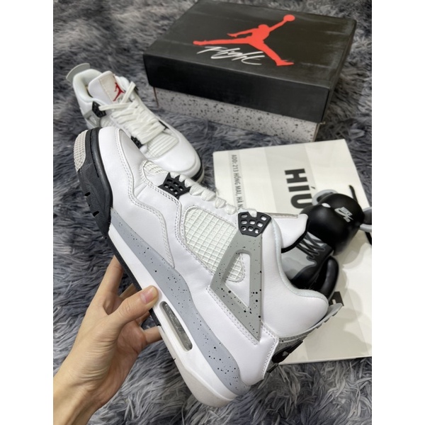 (Híu)Giầy Nam Air Jordan 4 Cement |Xám Trắng | Da Cực Tốt | Đế Khâu Gắn Chip