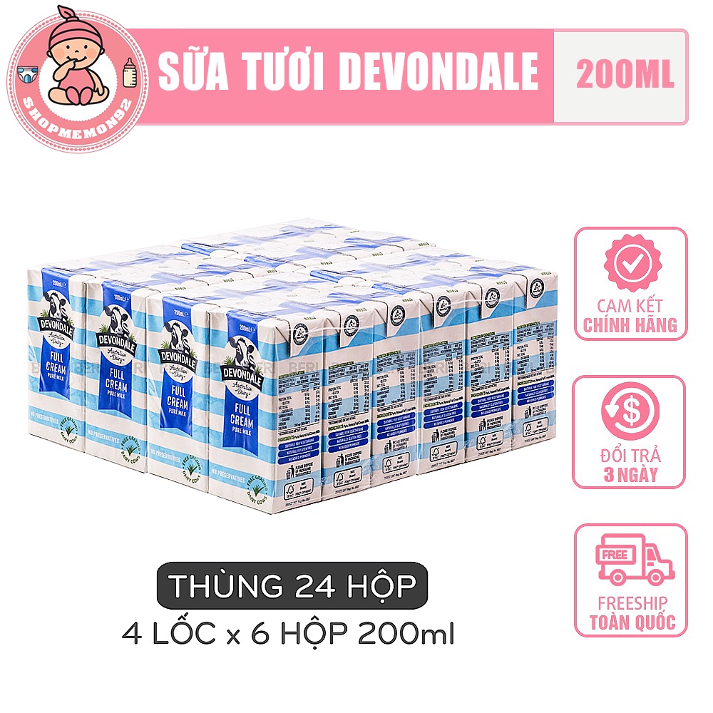 THÙNG 24 HỘP SỮA TƯƠI DEVONDALE 200ML NỘI ĐỊA CỦA ÚC DATE 11/2022