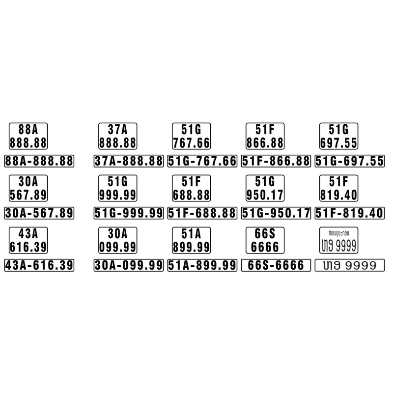 Biển số xe mô hình tỉ lệ 1:18